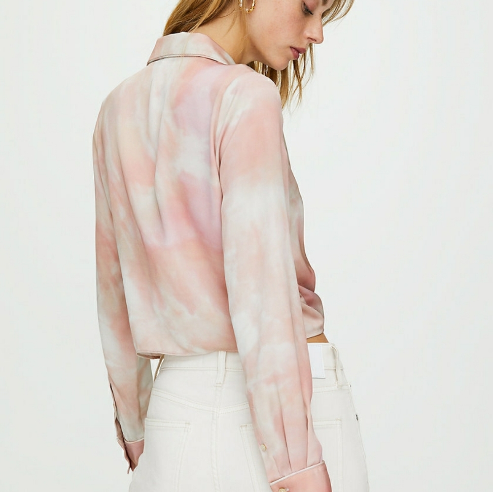 Aritzia Wilfred Tie Dye Tie Front Crop Top Size L - Picture 9 of 9